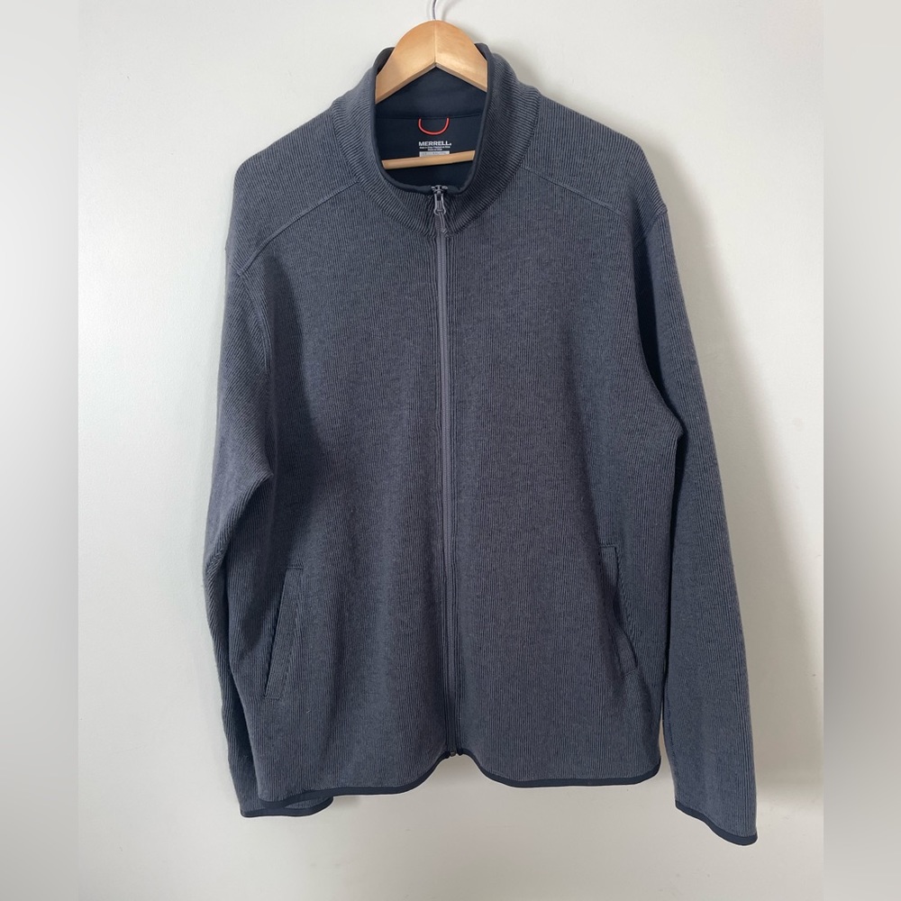 Men's Merrell Lightweight Wool Blend Zip Up Jacket XXL Gray
